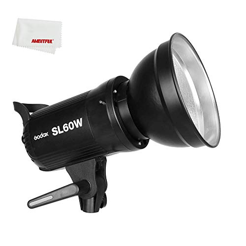 Godox SL60W Bowens Mount 5600K Weiß Licht, Hohe Helligkeit, CRI95+, R9＞80, für Videoaufnahme, Hochzeit, Außenaufnahmen