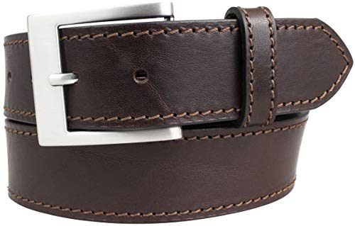 BELTINGER Hochwertiger Jeansgürtel aus Vollrindleder mit Naht 4 cm | Ledergürtel für Damen Herren 40mm | Jeans-Gürtel | Braun 110cm