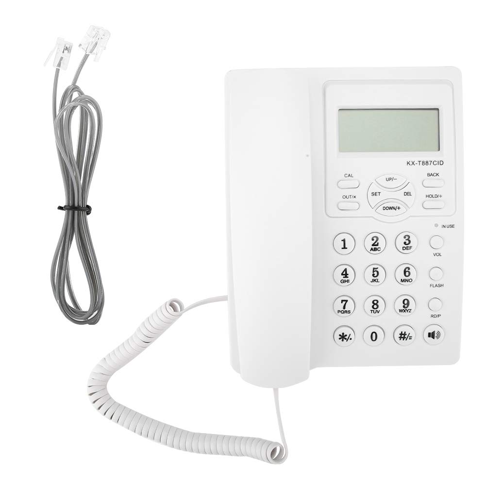 Schnurgebundes Telefon, DTMF/FSK Systeme Tisch Schnurtelefone mit Anrufe ID Display für Büro Zuhause(weiß)