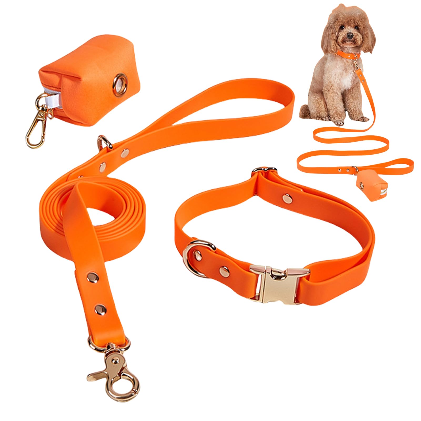 TROONZ Set aus Hundehalsband und Leine, Hundeleine und Hundehalsband, Hundehalsband-Set, Verstellbare Haustierhalsbänder mit Kotbeutelhalter für kleine, mittelgroße Hunde und Welpen