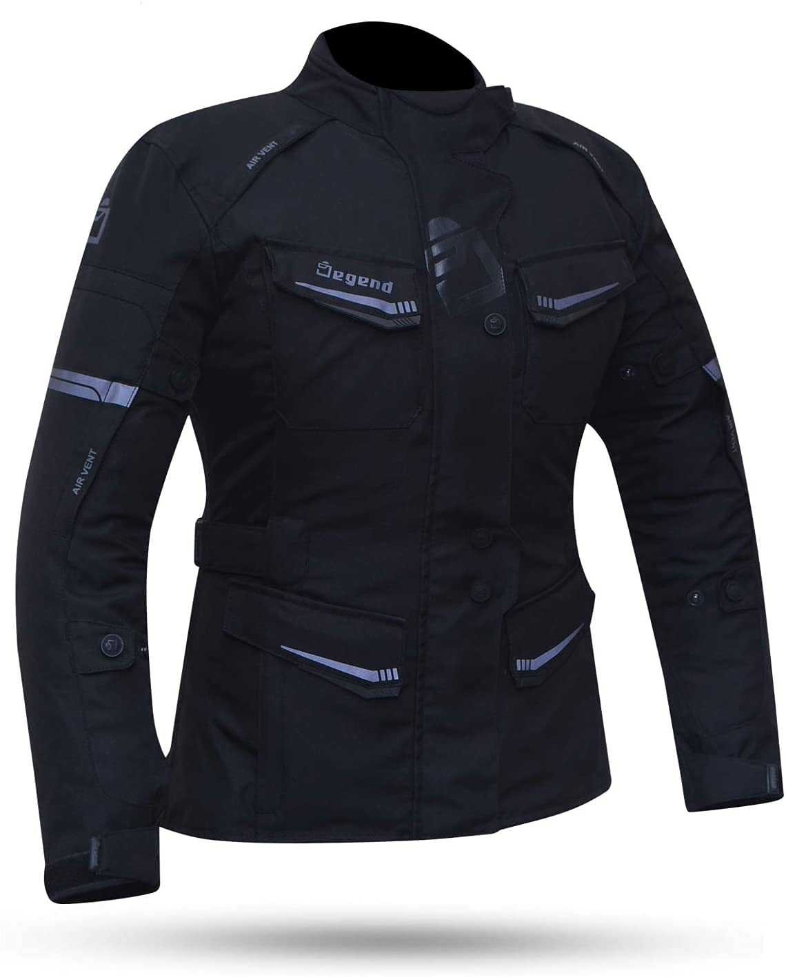 DEGEND TRAVEL LADY Schwarz | Motorradjacke Damen mit Protektoren - Atmungsaktive Protektorenjacke Wasserdicht und Windfest - Motorrad Zubehör - Motorrad Jacke Damen Schwarz