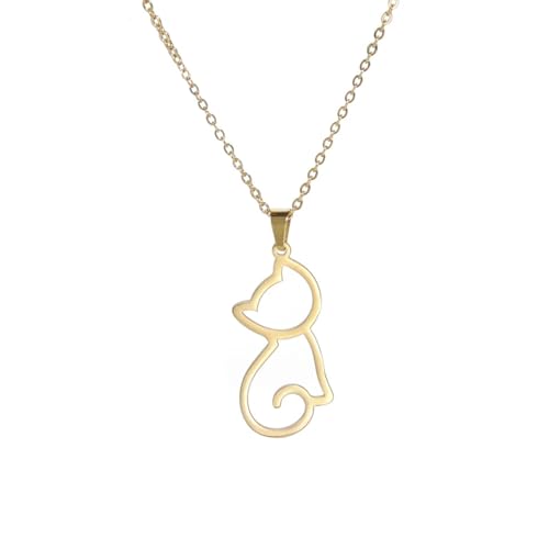 Belachick Retro Halskette Ketten Schmuck Herren Frauen Anhänger Necklace Halskette Für Frauen, Süßes Kätzchen-Anhänger, Halskette, Verlobung, Goldfarben