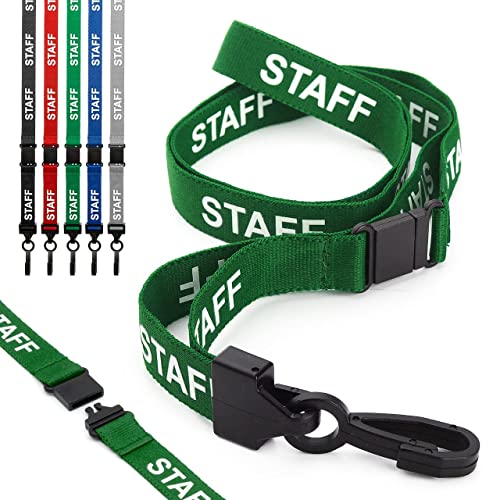 CKB Ltd® 100x Green STAFF LANYARDS Breakaway Safety Band Halsband Plastik-Clip For ID Card Ausweiskartenhalter Schlüsselband mit Sicherheitsverschluss Schlauchband Holder Für Veranstaltungen Events Ausweise Messen Namensschilder