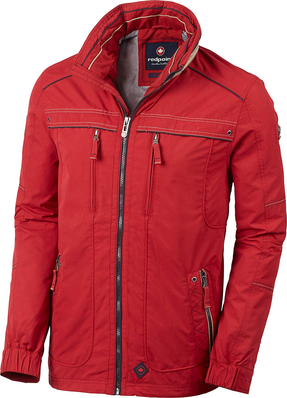 Redpoint Herren Funktionsjacke in Rot, mit verstaubarer Kapuze im Kragen, Übergangsjacke, Wind- und wasserabweisend, Outdoorjacke, Gr. 48-60