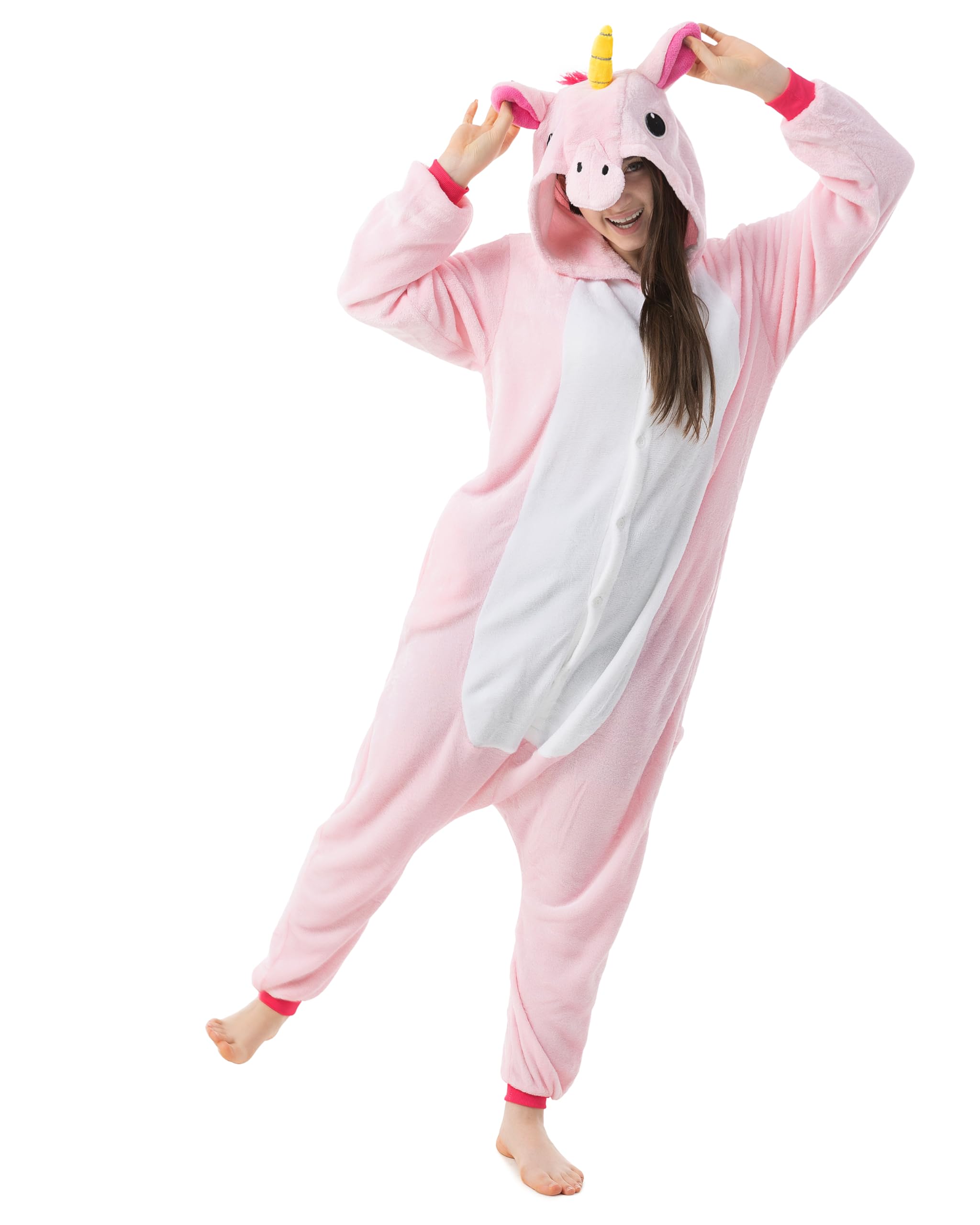 Katara 1744 Einhorn Onesie Kostüm, Märchen, Party, Karnevals-Kostüm Fantasie in Rosa, Verkleidung zum Fasching, Sleepsuit, Schlafanzug, Hausanzug, Jogginganzug, Cosplay, Tierkostüm