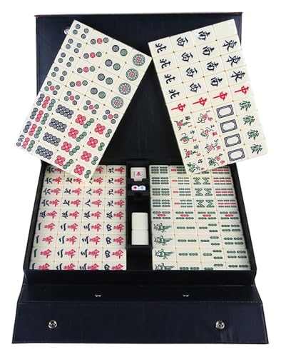 BFVAKBKYT Chinesisch Majong Set, Mit Tragetasche for unterwegs, chinesisches Mahjong-Spielset for Reisen, Party, Familienspiel