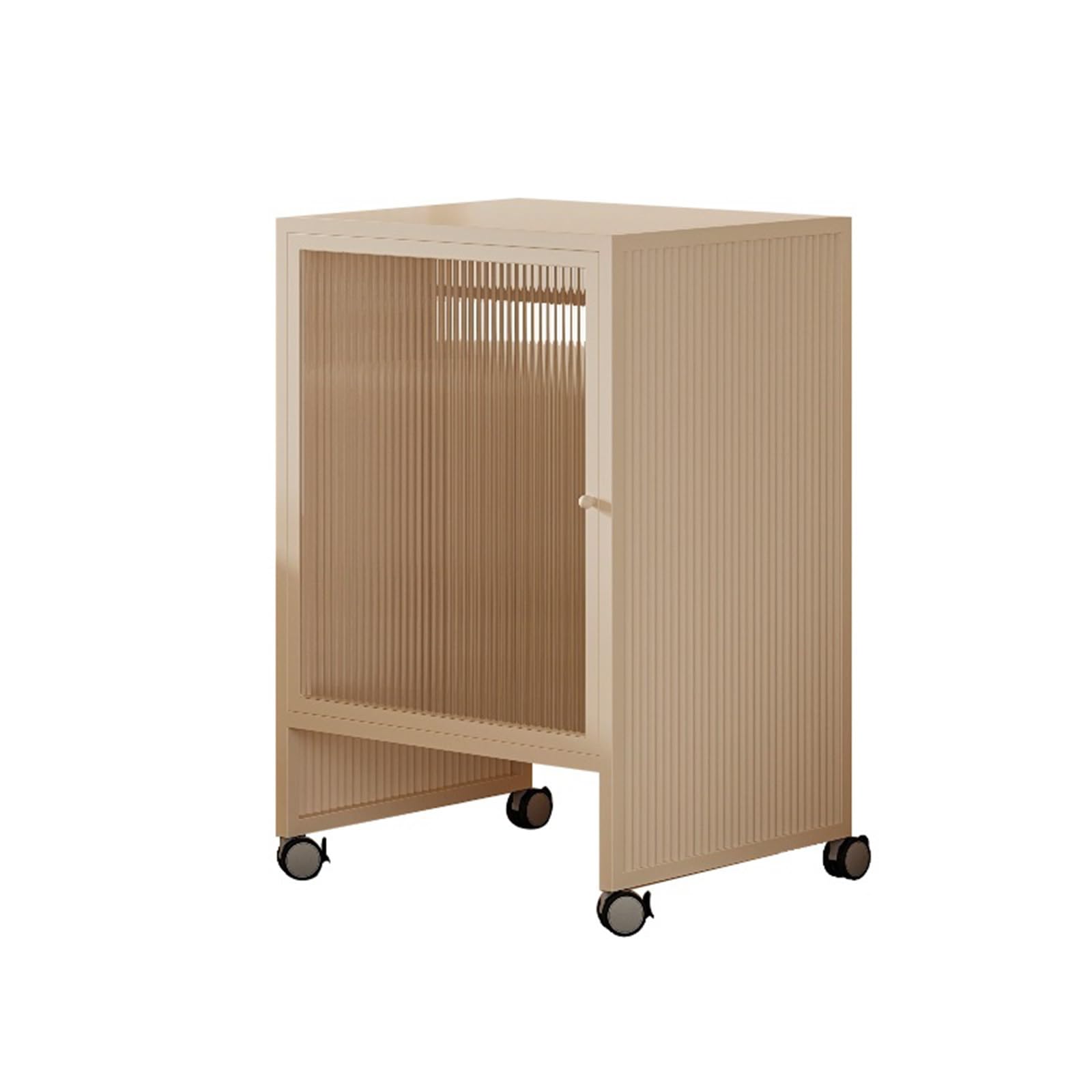 FUHAI-666 Kehrroboter Regal Wohnzimmer Basisstation Deko Lagerschrank Klein mit Universalrollen Kehrroboter Regal Sideboard(Beige)