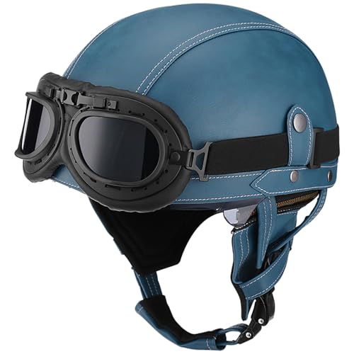 Halbhelm Vintage Motorradhelm Harley Halbschalenhelm Open Face Helm Roller Cruiser Chopper Moped Jet Helm DOT ECE genehmigt Männer und Frauen Erwachsene Helme,H-XL=（61~62cm）