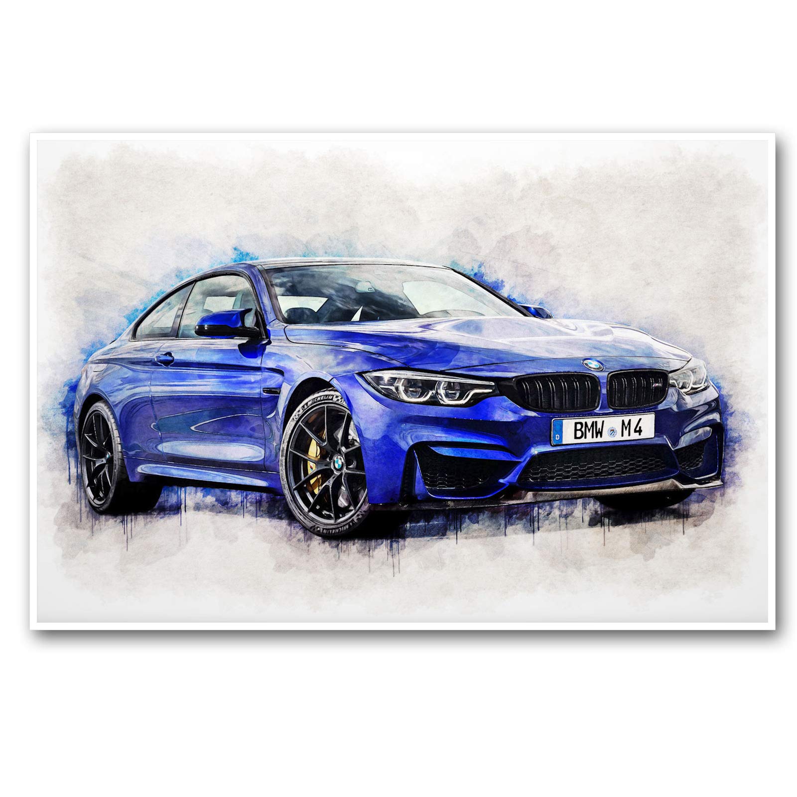 CanvasArts Poster M4 Coupe Artwork - HQ Fotopapier - Sportwagen Wandbild kompatibel mit BMW M4 Coupe (120 x 80 cm, Poster)