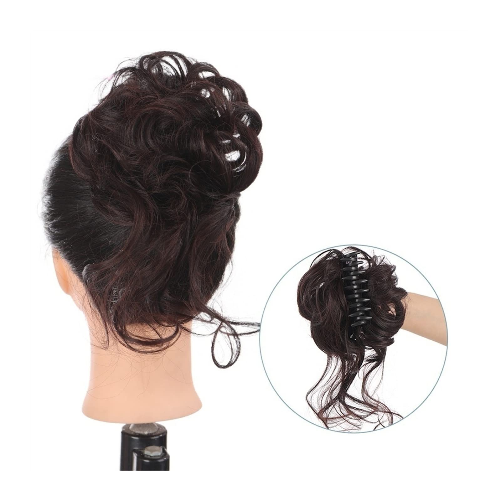 Bun Haarteile Dutt-Klammer-Clip-Haargummis for Frauen, zerzaustes, unordentliches Dutt-Haarteil, unordentliches Haar, Hochsteckfrisur, synthetisches, gewelltes, lockiges Chignon-Pferdeschwanz-Haarteil