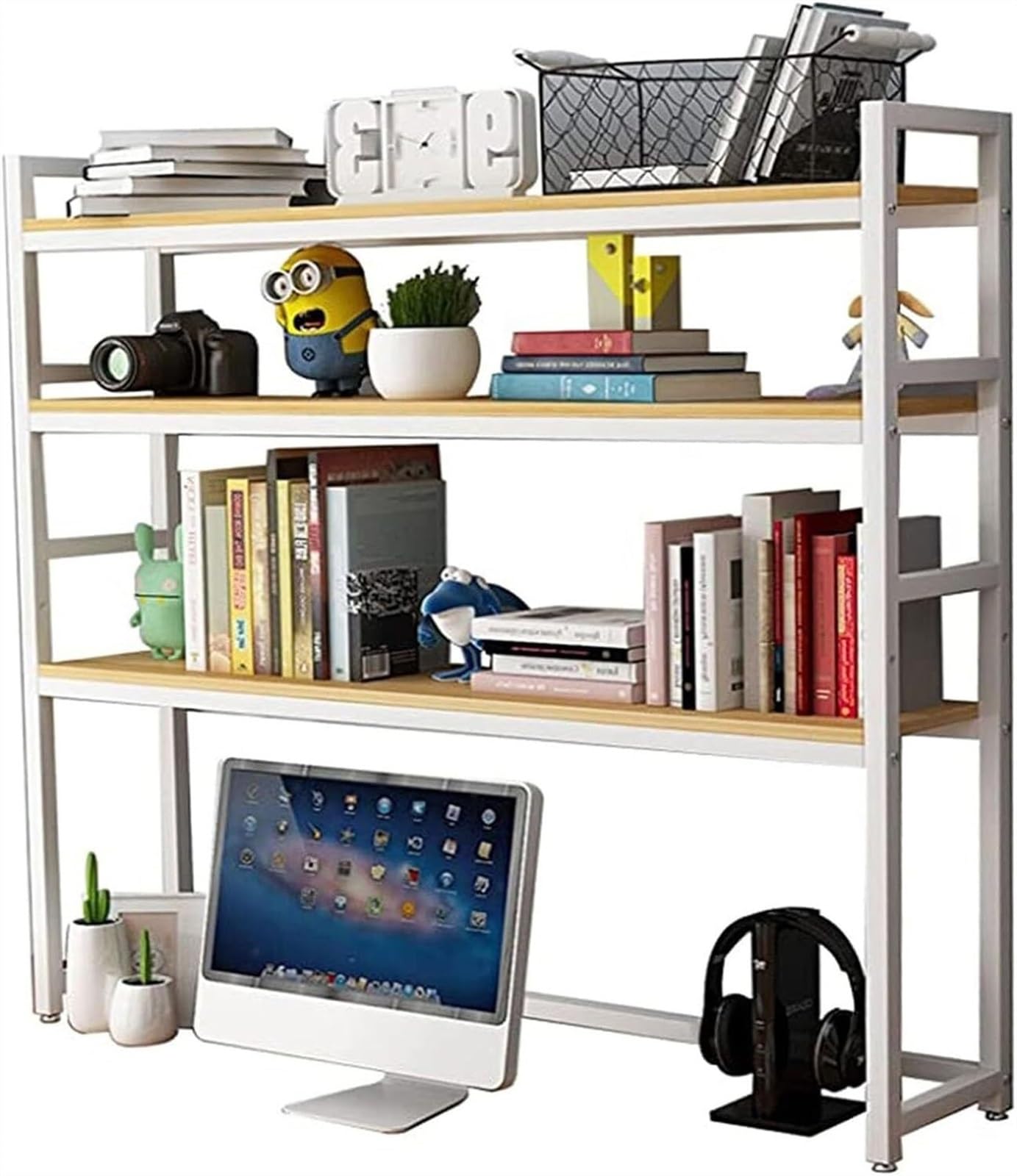 QYZUJIKL Desktop-Bücherregal Desktop-Bücherregal für Computer - Verstellbares Schreibtisch-Bücherregal-Organizer-Rack, Desktop-Bücherregal-Aufbewahrungsregal