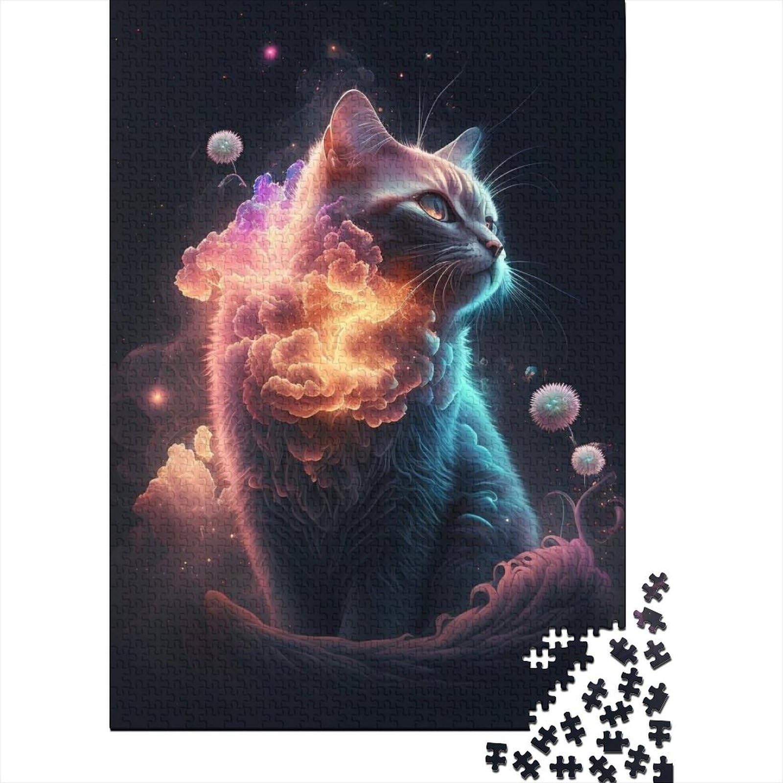 Art Bunte Katzen-Holzpuzzle für Erwachsene und Teenager. 1000-teiliges Puzzle für Erwachsene Teenager ganze Familie und die (Größe 29,53 x 19,69 Zoll)