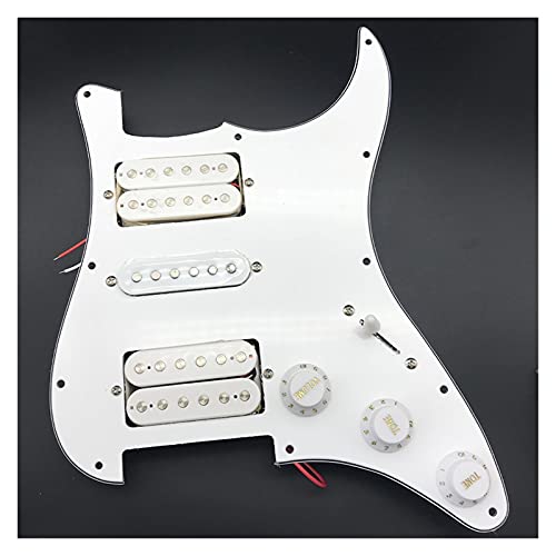 Geladene Elektrische Gitarre Geladen HSH. Pickup Verdrahtete Einspulen-Magnet-weiße Gitarren-Teile Geladenes Schlagbrett (Color : White)