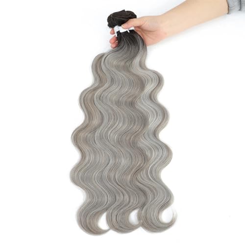 Human Hair Bundles Körperwellen-Bündel, brasilianisches Haar, Weben, weiche, natürliche synthetische Haarverlängerungen, bunte Körperwellen, dickes Haar human hair weave (Size : 1 PC, Color : OMBRE