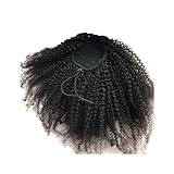 Echthaar-Pferdeschwanz-Haarteil, Afro Puff Kordelzug-Pferdeschwanz, echtes menschliches Haar, verworrene lockige Pferdeschwanzverlängerung for schwarze Frauen, natürliche Farbe, Clip-in-Locken-Pferdes