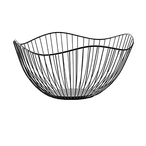 Nordic Irregular Iron Line Fruits Basket Snacks Tray Kitchen Storage Bowl Great for Birthday, Family Parties as a Corporate Tray-Black (Color : Nero)