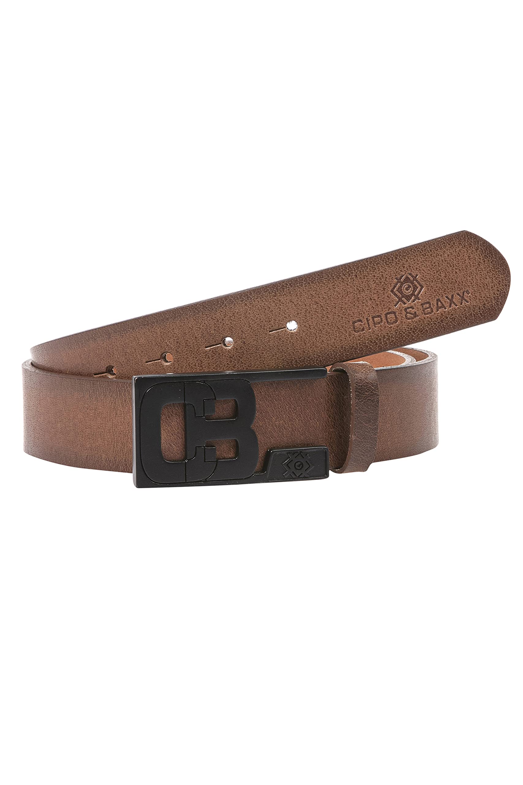 Cipo & Baxx Herren Belt Gürtel Edel Schnalle Ledergürtel Design CG131 Taba 105