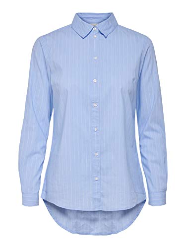 JDY Damen JDYMIO L/S Shirt WVN NOOS Bluse, Blau (Cashmere Blue Stripes: Cloud Dancer), 42