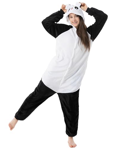 Katara 1744 - Panda süß Kostüm-Anzug Onesie/Jumpsuit Einteiler Body für Erwachsene Damen Herren als Pyjama oder Schlafanzug Unisex - viele Verschiedene Tiere