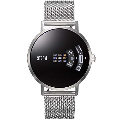 STORM London Remi V2 Mesh Black, Herrenuhr, Edelstahlgehäuse, 5 bar Wasserdicht, rotierende Scheiben als Uhrzeiger, Mineralglas, 47460/BK