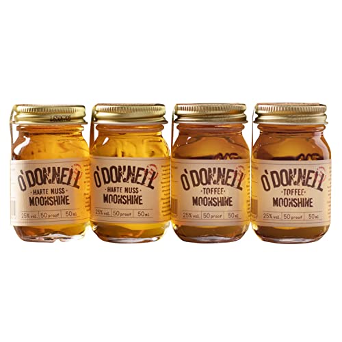 O'Donnell Moonshine Mini Set | Kleine Liköre | 4 x 50ml | Geschenkidee | Natürliche Zutaten I Premium Schnaps nach amerikanischer Tradition | vegan (Bestseller)