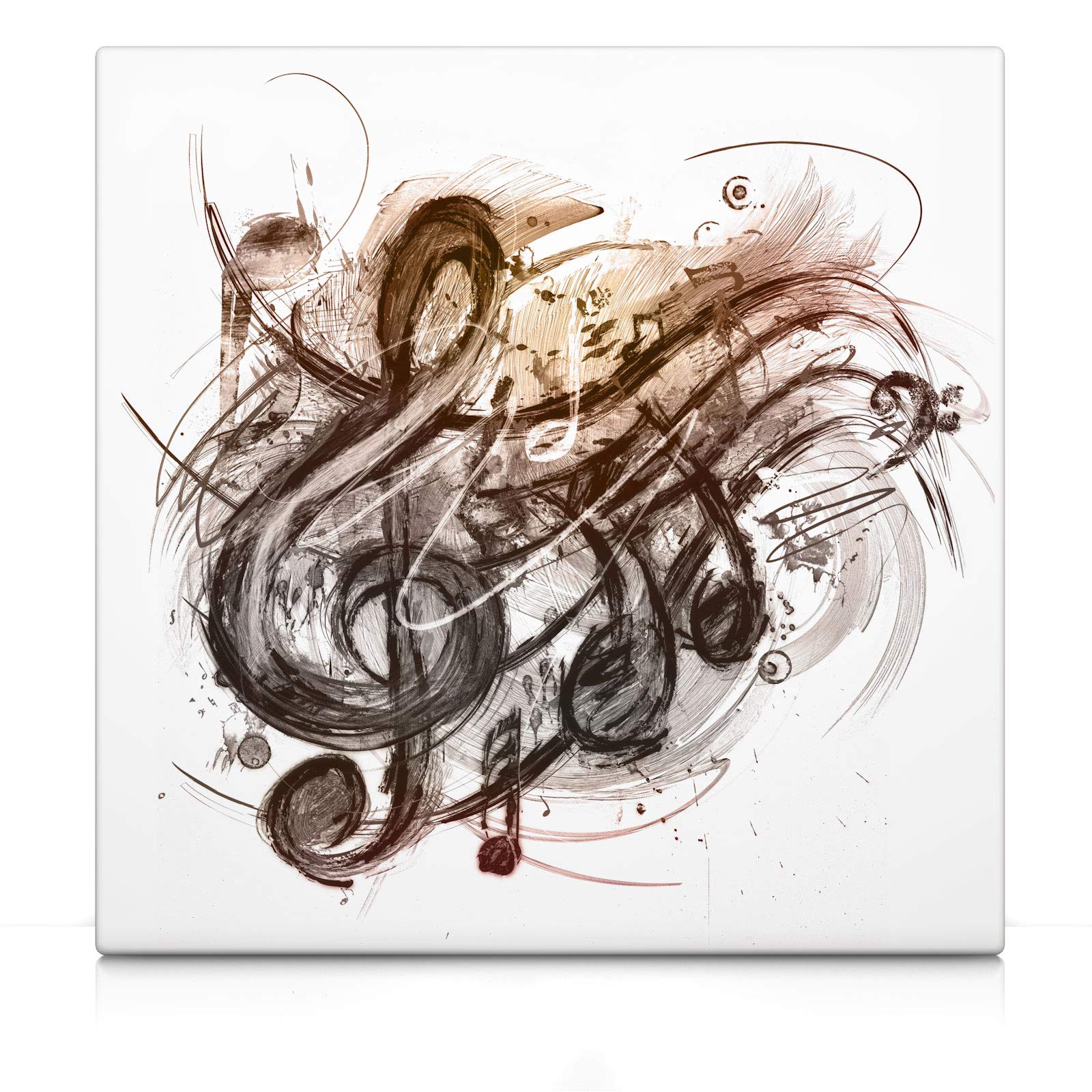 Abstract Music II Noten - Leinwand Bild - Abstrakt Musik Wandbild aufhängefertig Kunst Druck Bilder Wand Deko Modern Art XXL Wohnzimmer (70 x 70 cm, Leinwand auf Keilrahmen, Noten)