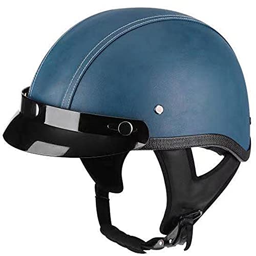 BGMKE Leder Halbhelm Jet Helm,Erwachsene Halbschale Jet-Helm ECE Zertifizierter Motorradhelm Brain-Cap,Scooter-Helm Mofa-Helm Sicherheitshelm