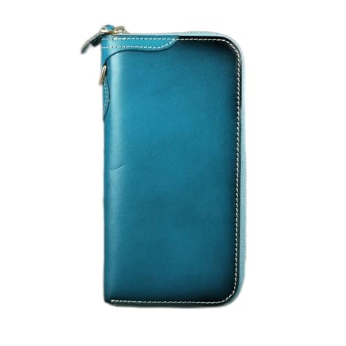 NEWNAN Pflanzlich gegerbte Geldbörse, Lange Damen-Clutch, Retro, handgefertigt, Business-Geldbörse mit großer Kapazität, Herren-Geldbörse (Farbe: E, Größe: 10 x 2 x 20 cm)