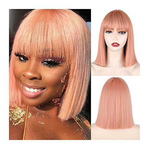 Haarteile Kurze Bob-Perücke mit Pony Synthetische gerade Bob-Perücke for Frauen, natürlich aussehende bunte kurze Bob-Perücke Hitzebeständige Perücken for tägliche Party-Cosplay Perücken (Color : 009