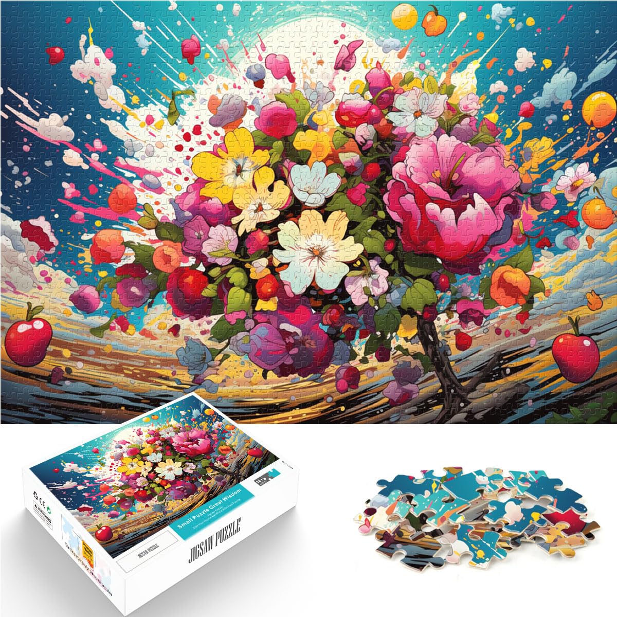 Puzzle für Bunte Apfelblüten, Puzzle für Erwachsene, 1000-teiliges Puzzle, Holzpuzzle, Familienunterhaltungsspielzeug, 1000 Teile (50 x 75 cm)