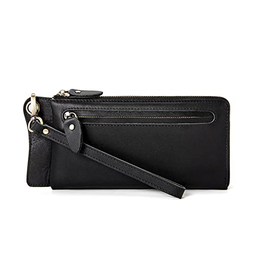 seluluory Lange Geldbörse, Geldtasche für Herren, Leder, lässig, Kreditkartenhalter, Kleingeldfach, Münzgeldbörse, Geldbörse, Handgelenk-Handtaschen, BK, Einheitsgröße, Münzfach