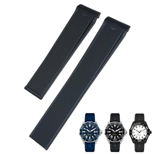 IOTUP 20 mm / 22 mm Gummi-Silikon-Uhrenarmband, passend für Tag Heuer F1 Carrera Aquaracer 300 WAY201A WAY211C Uhrenarmbänder Zubehör, 22 mm, Achat