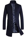 Vogstyle Herren Winter Slim Fit Wollmantel Business Überzieher Schlank Lange Windbreaker Jacken Blau S