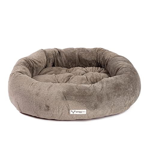 JAMAXX® Luxus Hundekörbchen Donut Hundebett Kissen 85cm Style mit Brillanz Elegance Kuschel HundeSofa flauschig - waschbar Hundekissen mittelgroße Hunde, Exklusiver Stoff Super-Soft PDB2083 M, Schoko