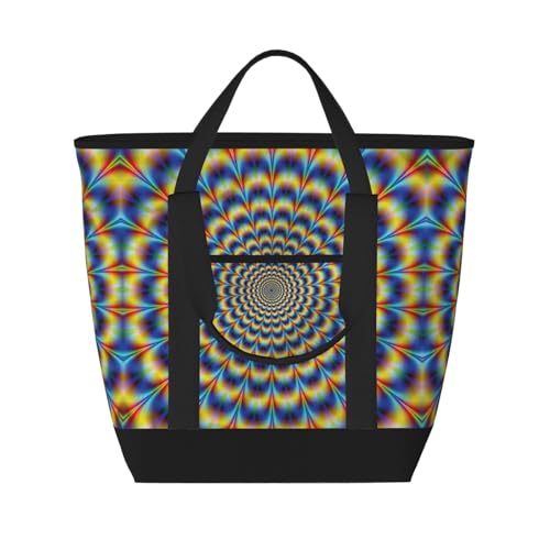 YQxwJL Spirale, optische Täuschung, Geschenkdruck, große Kapazität, isolierte Lunchtasche, wiederverwendbare Einkaufstasche mit Reißverschluss, für Damen und Herren