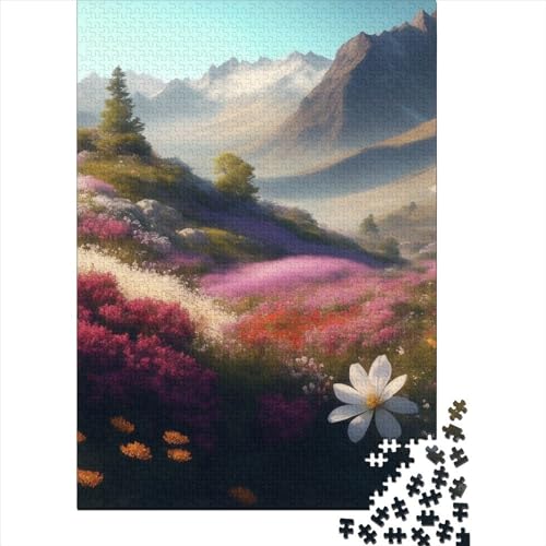 Schwierige, anspruchsvolle Puzzles mit 1000 Teilen, Blumenlandschafts-Puzzles für Erwachsene, Teenager, Entspannungs-Puzzlespiele, Denksport-Puzzle (75 x 40 cm)