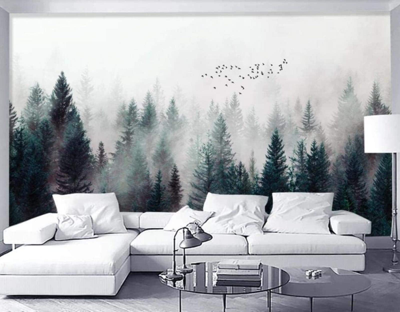 Abstrakte Waldwolken und fliegende Vögel Dekortapeten Tapeten Wohnkultur fototapete 3d effekt Wohnzimmer Schlafzimmer kinderzimmer-430cm×300cm