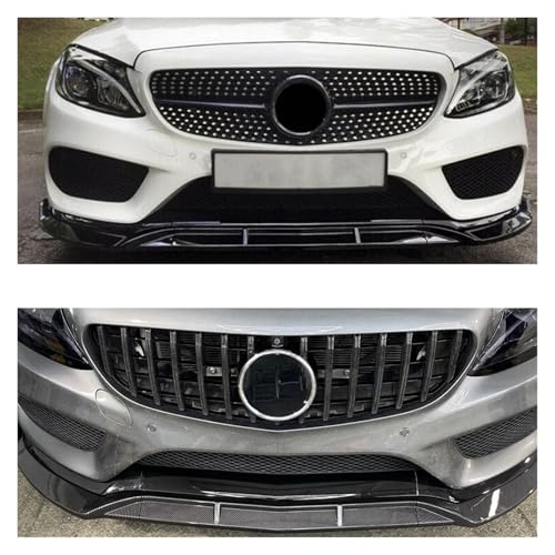 Splitter Für Benz Für C-Klasse W205 Sport 2015-2018 C180 C200 C300 2016 2017 Frontspoiler Stoßstange Lippe Untere Klinge Splitter Glanz Schwarz Frontlippe(Glossy Black)