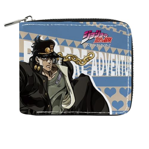 RYNDEX Jo-Jo's Bizar-re Adventu-re Kinder Geldbeutel Jungs, Reißverschluss Portemonnaie Leder, Mädchen Geldtasche mit Münzfach und Geldscheinfach(Color:Multicolor 6)