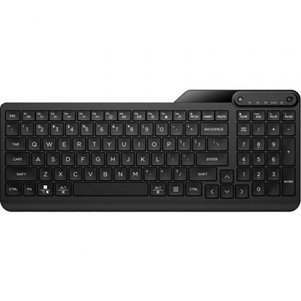 HP 460 Bluetooth-Tastatur (12 programmierbare Tasten, flüssigkeitsabweisend, schnelle Synchronisierung, einstellbare Neigung, spanische QWERTY-Tastatur), Schwarz