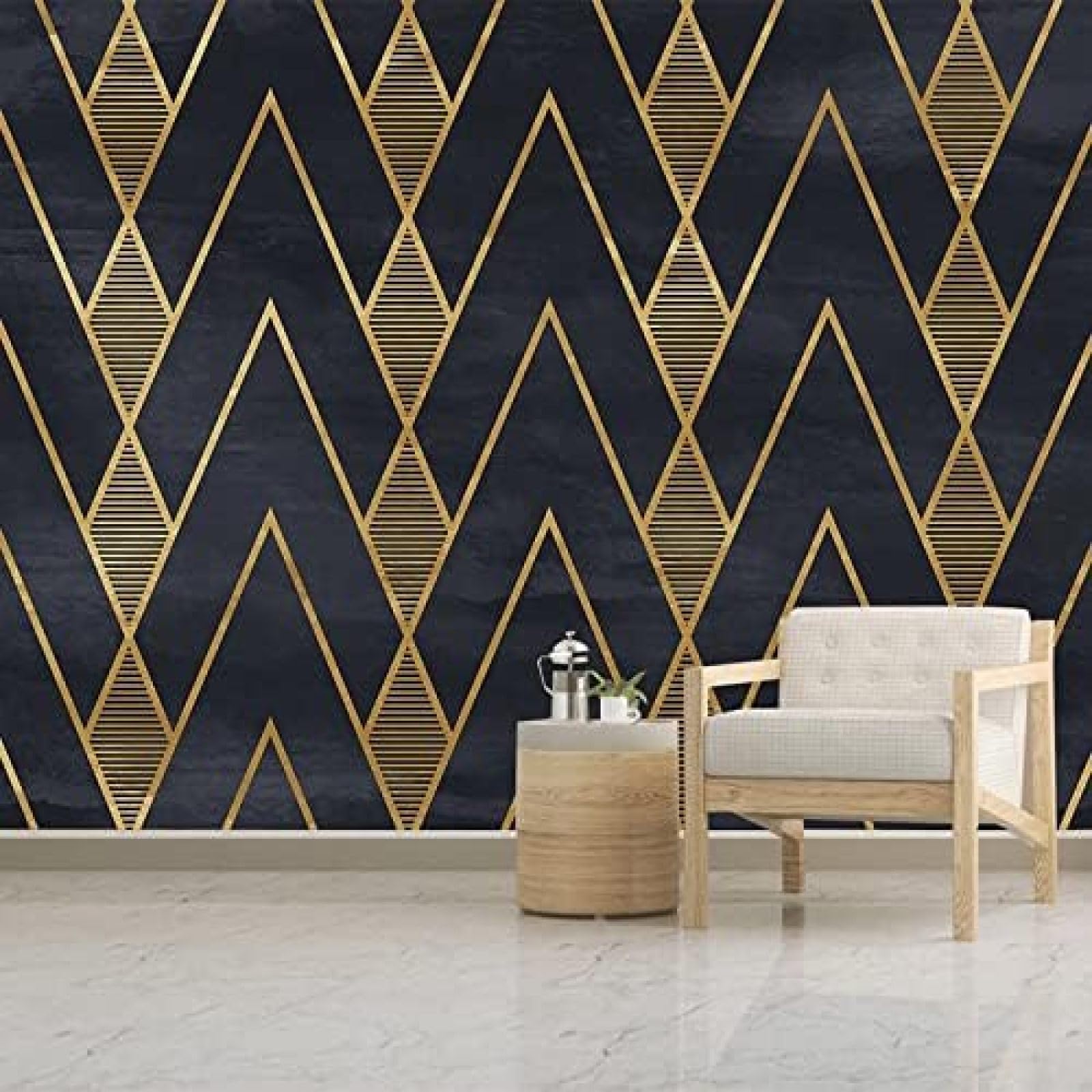 XLMING Luxuriöse Geometrische Linien In Gold 3D Tapete Wohnzimmer Sofa Schlafzimmer Esszimmer Home Dekoration Wand-200cm×140cm