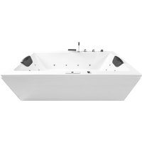 Basera® PREMIUM Indoor Whirlpool Badewanne Naxos mit 24 Massagedüsen, Heizung, Ozongenerator, Bodenansaugung, Wasserfall, LED-Ambiente, Touchpanel, Bluetooth, Radio