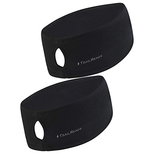 Damen Pferdeschwanz-Stirnband | Feuchtigkeitsableitendes Ohrband | The Power Running Stirnband – 2er-Pack (schwarz/schwarz)