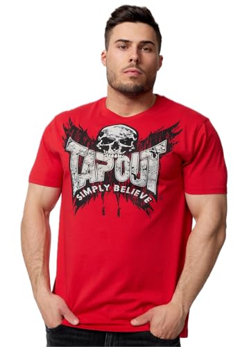 TAPOUT Herren T-Shirt Normale Passform Creston Red/Black/Silver XXL