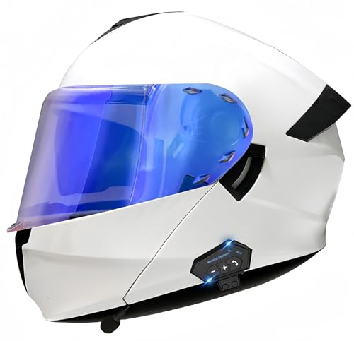 Modularer Integrierter Bluetooth-Motorradhelm, ECE-Zugelassener Herren-Rollerhelm, Integrierter Motorradhelm Mit Doppelvisier, Für Erwachsene Männer Und Frauen D,M57-58CM