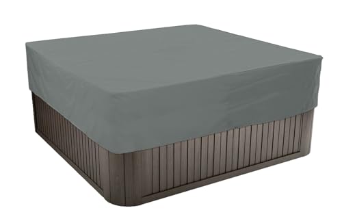 BaCover Outdoor Whirlpool-Abdeckung, Allwetter Garten Spa Abdeckung aus 210D Oxford, Wasserdicht, Staubdicht, UV-geschützt Poolabdeckung Quadrat,Grau,218x218x50cm