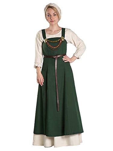 Andracor - Elegantes Wikinger Schürzenkleid für die schneidige Nordfrau - universell einsetzbar für LARP, Mittelalter, Fantasy & Cosplay - Farbe: Grün - Größe: XXL