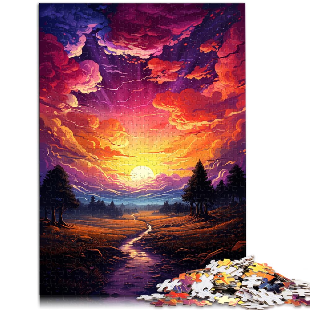 Puzzlespiel, farbenfroher Fantasie-Sonnenuntergangsfluss für Erwachsene, 1000-teiliges Puzzle-Geschenk, anspruchsvolles Puzzlespiel und Familienspiel, 1000 Teile (50 x 75 cm)