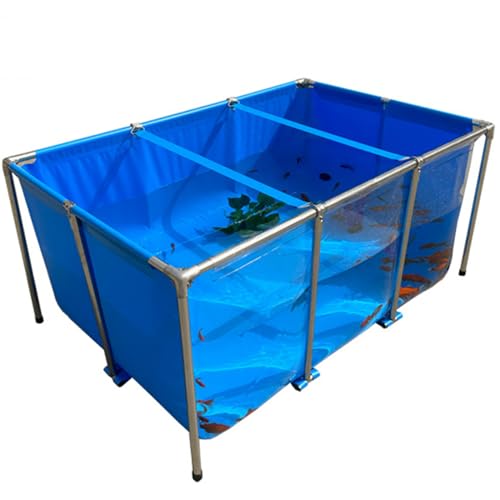 Teiche aus PVC-Leinwand, oberirdischer Pool, transparenter Aquarium-Pool-Teich mit Ablassventil, unterstützender Fischzucht-Schwimmbecken, sichtbarer Pool für den Garten,100 * 60 * 51cm