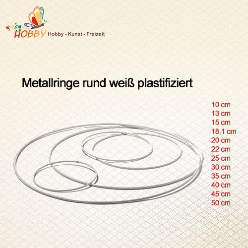 SMITS Metallringe rund weiß plastifiziert 35cm Ø, 6 Stück